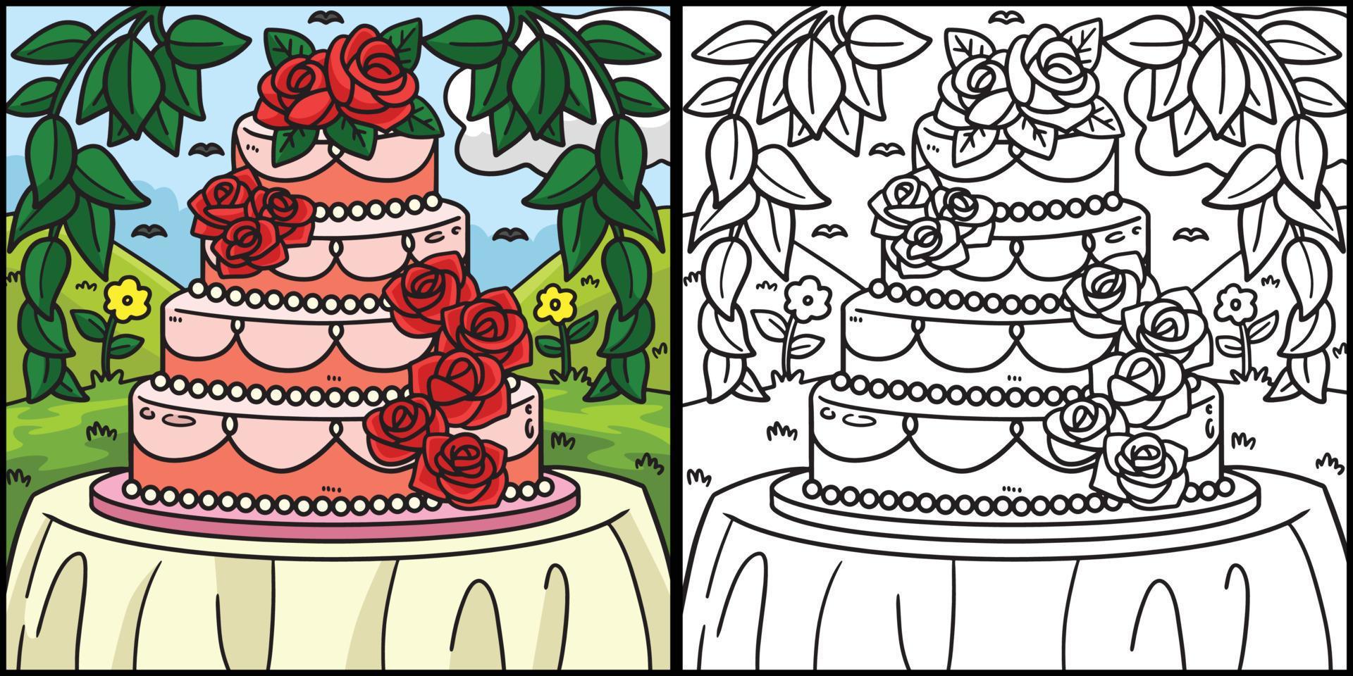 Coloring Page featuring a Wedding Cake