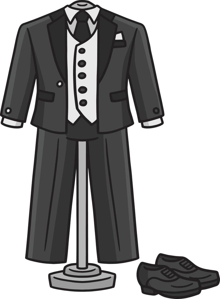 Wedding Groom Suit Cartoon Colored Clipart vector