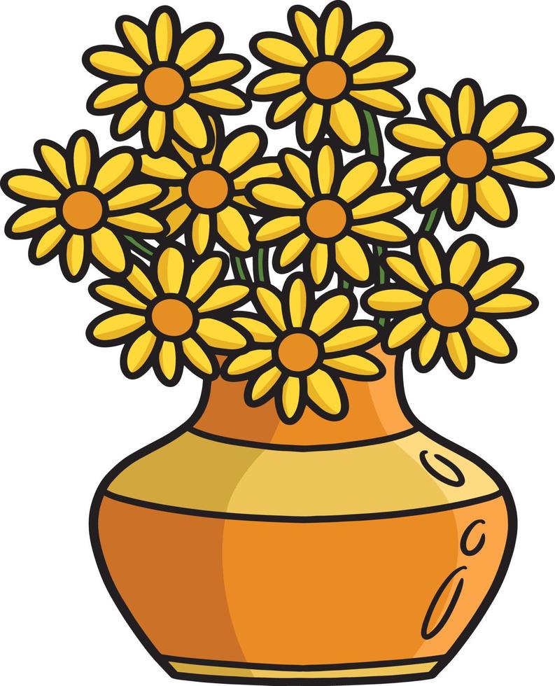 Flower Vase Cartoon Colored Clipart Illustration vector