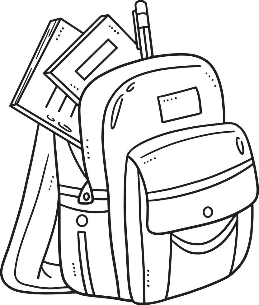 Graduation School Bag Isolated Coloring Page vector