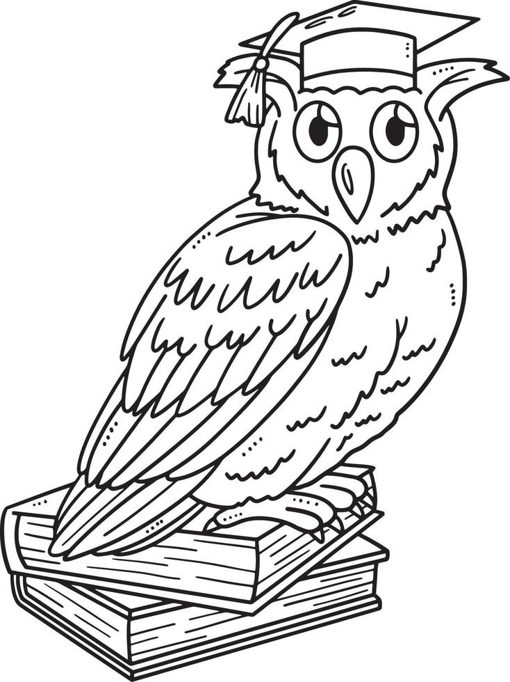 Owl with a Graduation Cap and Books Isolated vector