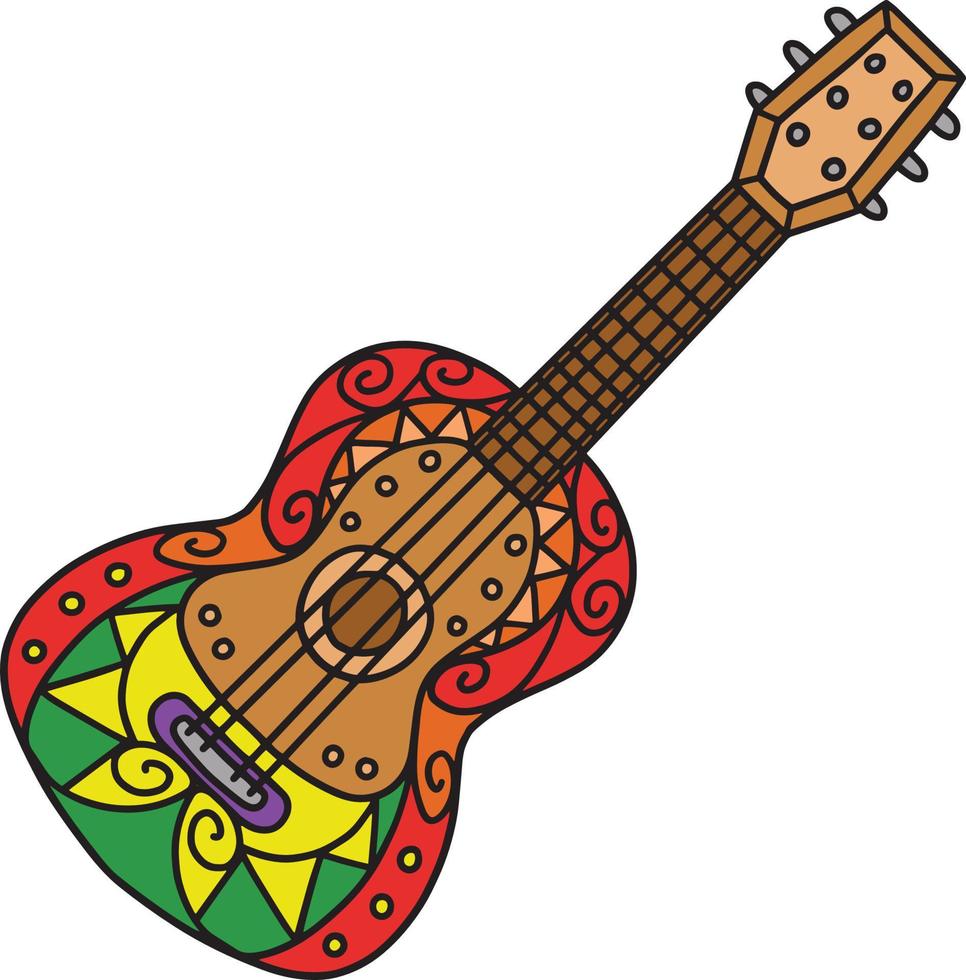 Cinco de Mayo Mexican Guitar Cartoon Clipart vector