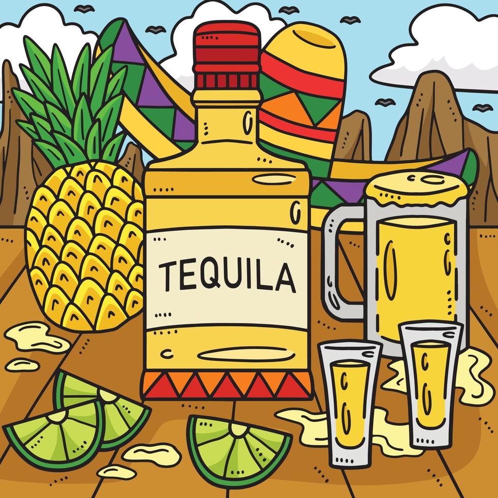 Cinco de Mayo Mexican Drinks Colored Cartoon vector