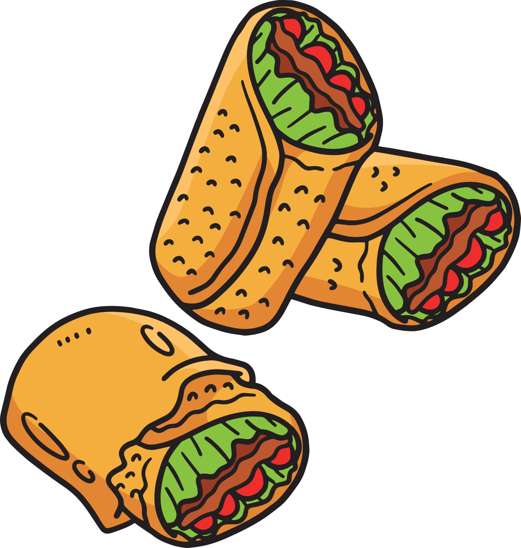 Cinco de Mayo Tacos and Burrito Cartoon Clipart 21516452 Vector Art at