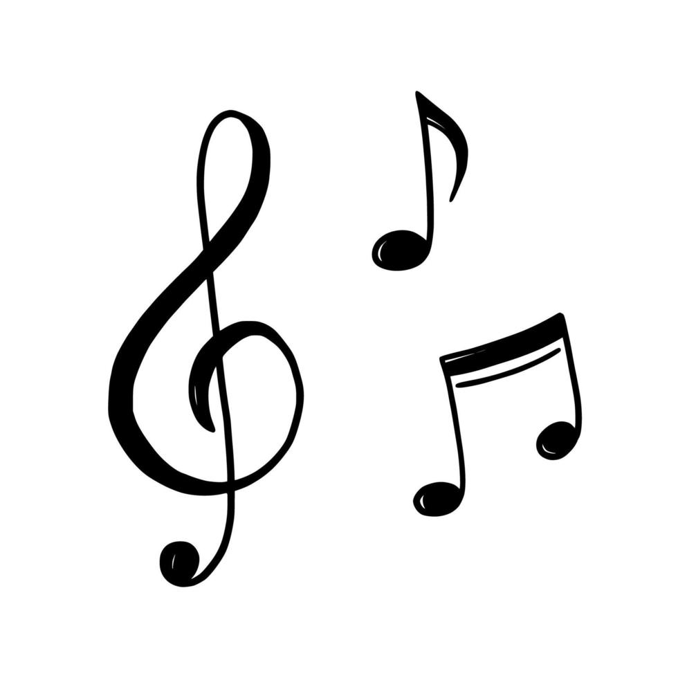 Music note doodle drawn style vector