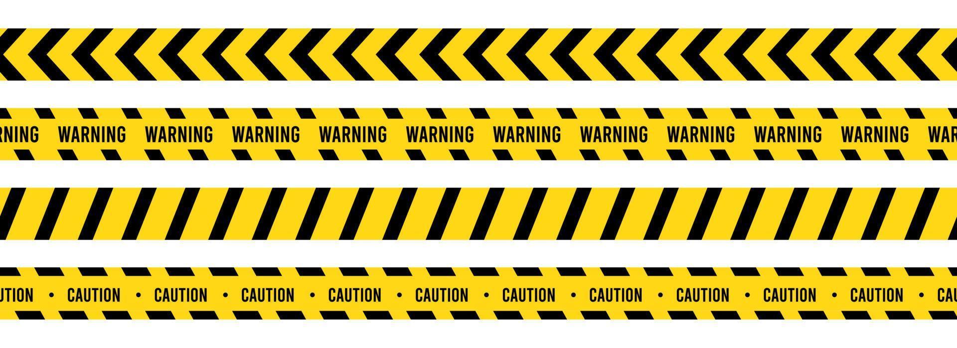 Caution, safety tape. Yellow, black stripe danger tape for atterntion, hazard ribbon. Police, construction area sign banner, barrier symbol vector