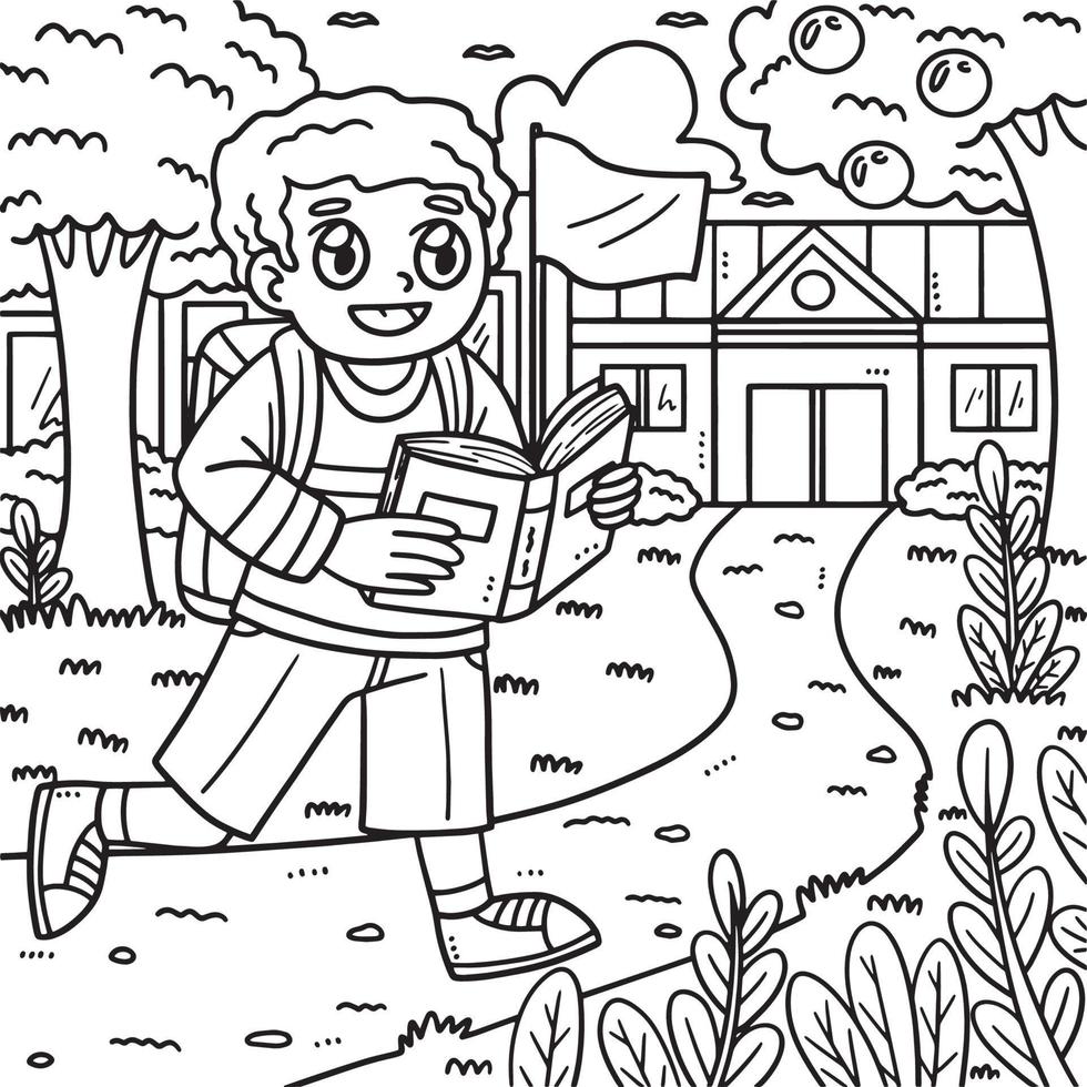 Children Reading Books Coloring Pages