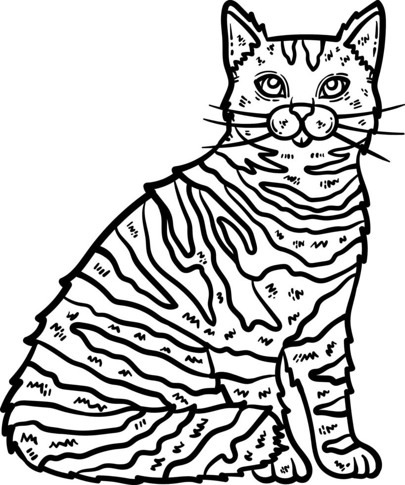 gato animal colorante página para adulto vector