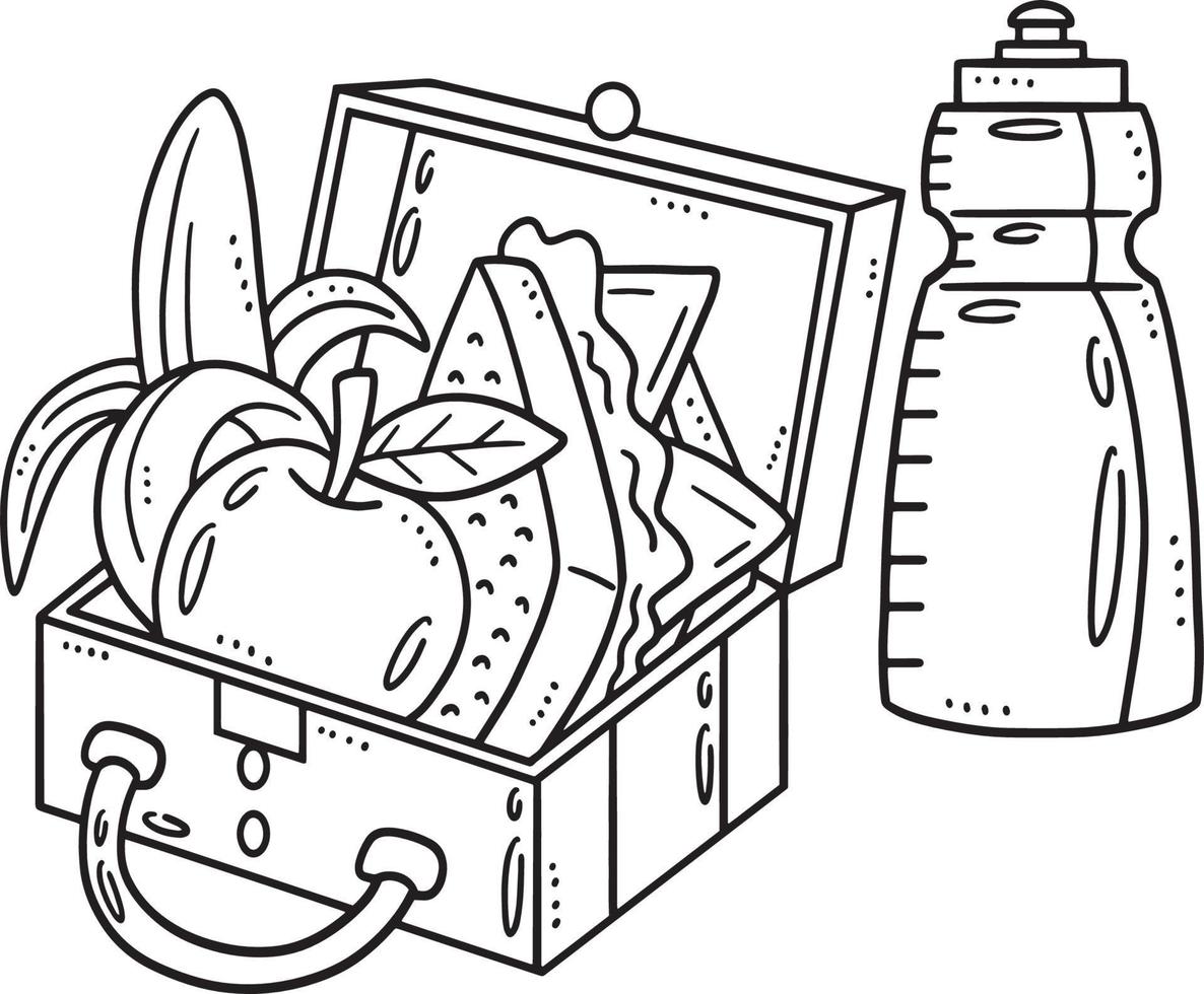 almuerzo caja aislado colorante página para niños vector