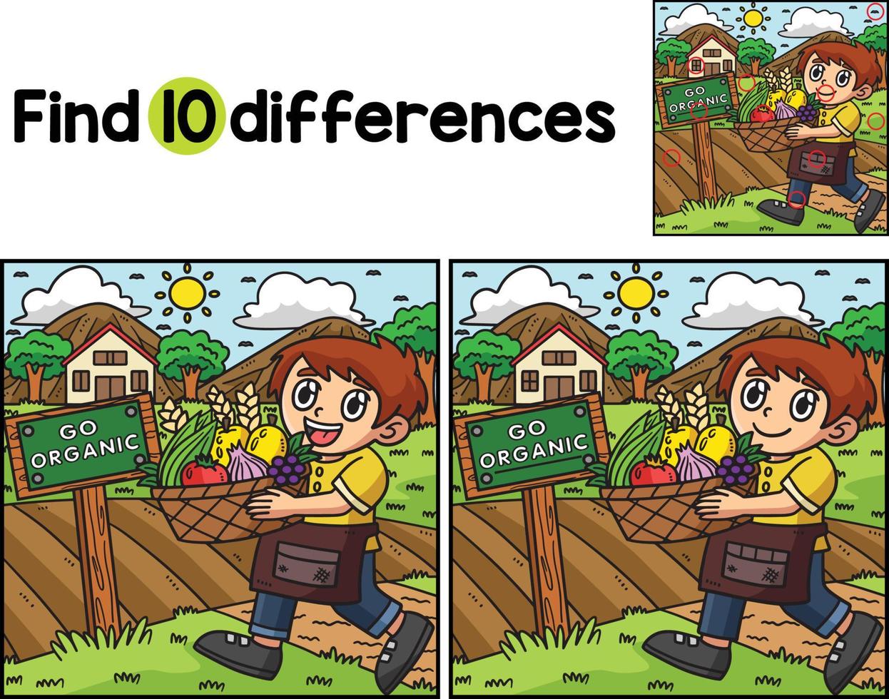 Earth Day Child and Harvest Find The Differences vector