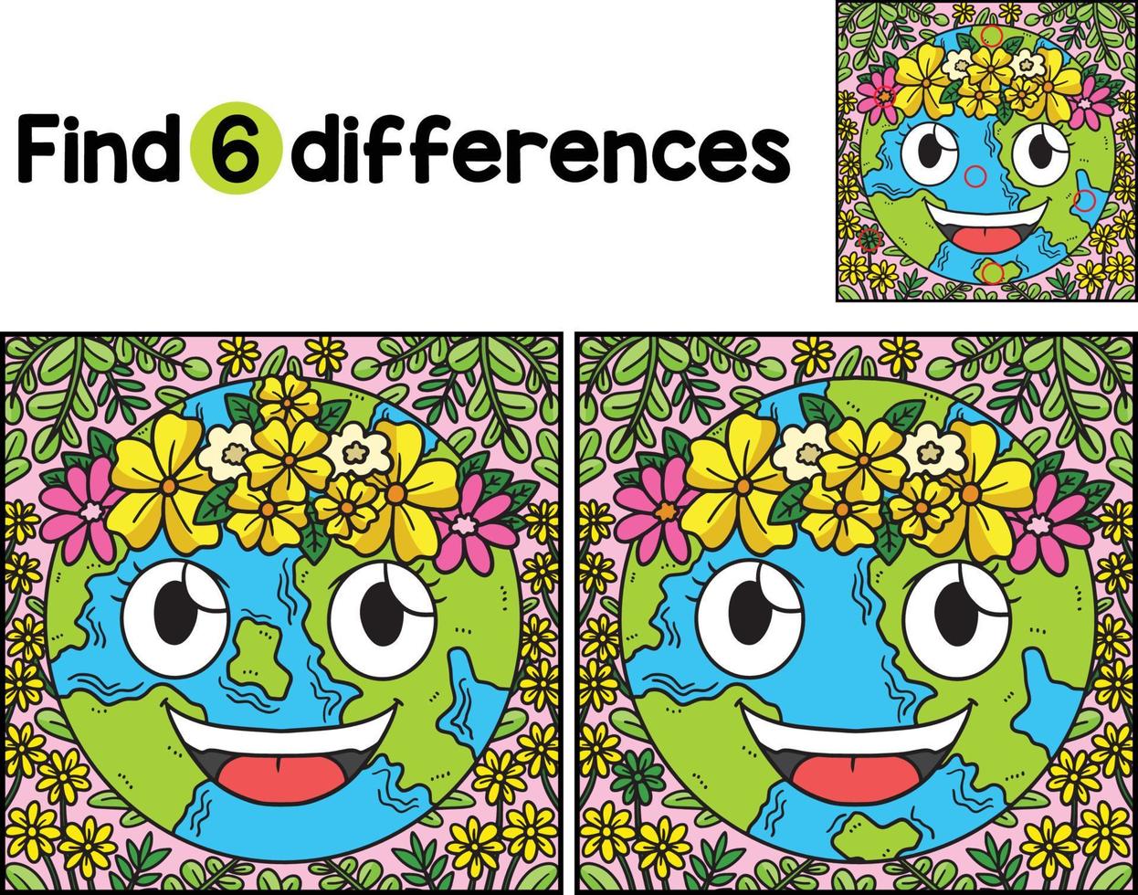 Earth Day with Flower Crown Find The Differences 21516571 Vector Art at