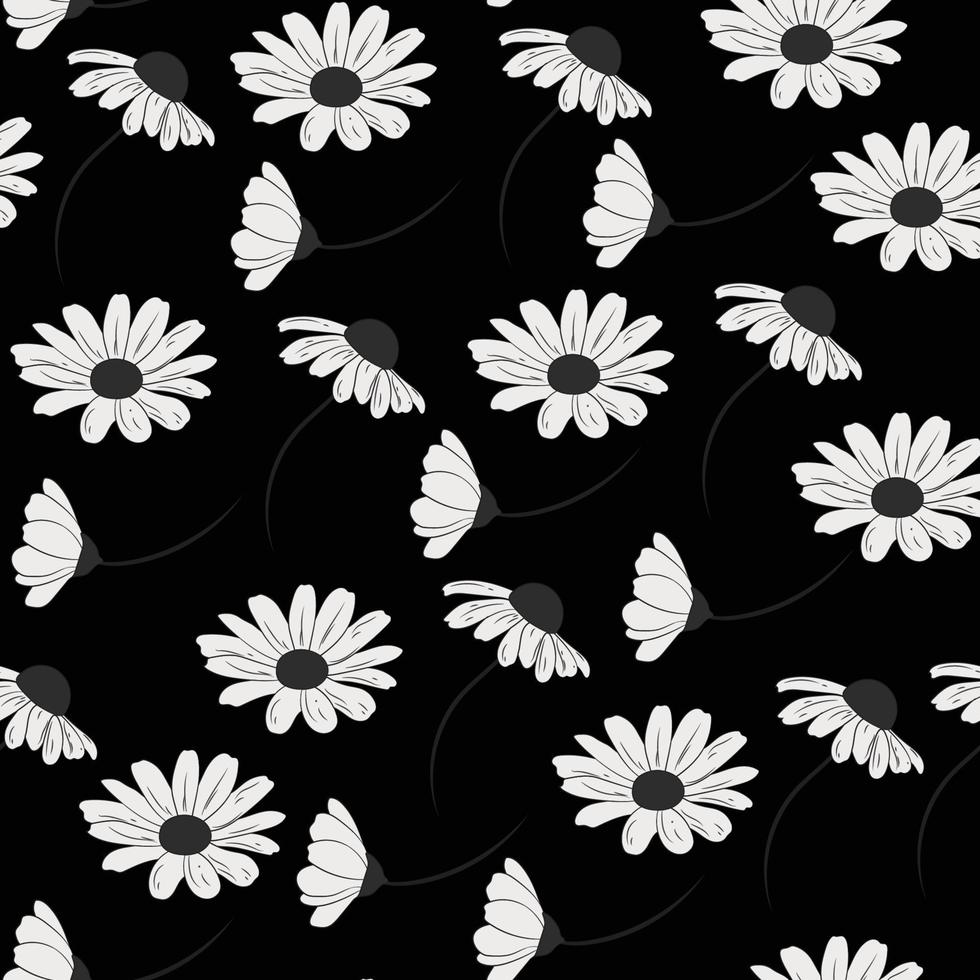 un negro y blanco antecedentes con margarita flores vector