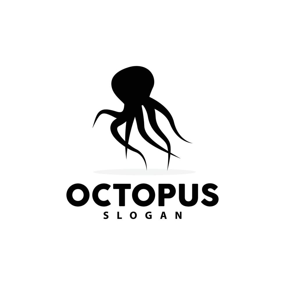 pulpo logo, mar animales vector, Mariscos ingredientes calamar tentáculos icono silueta diseño vector