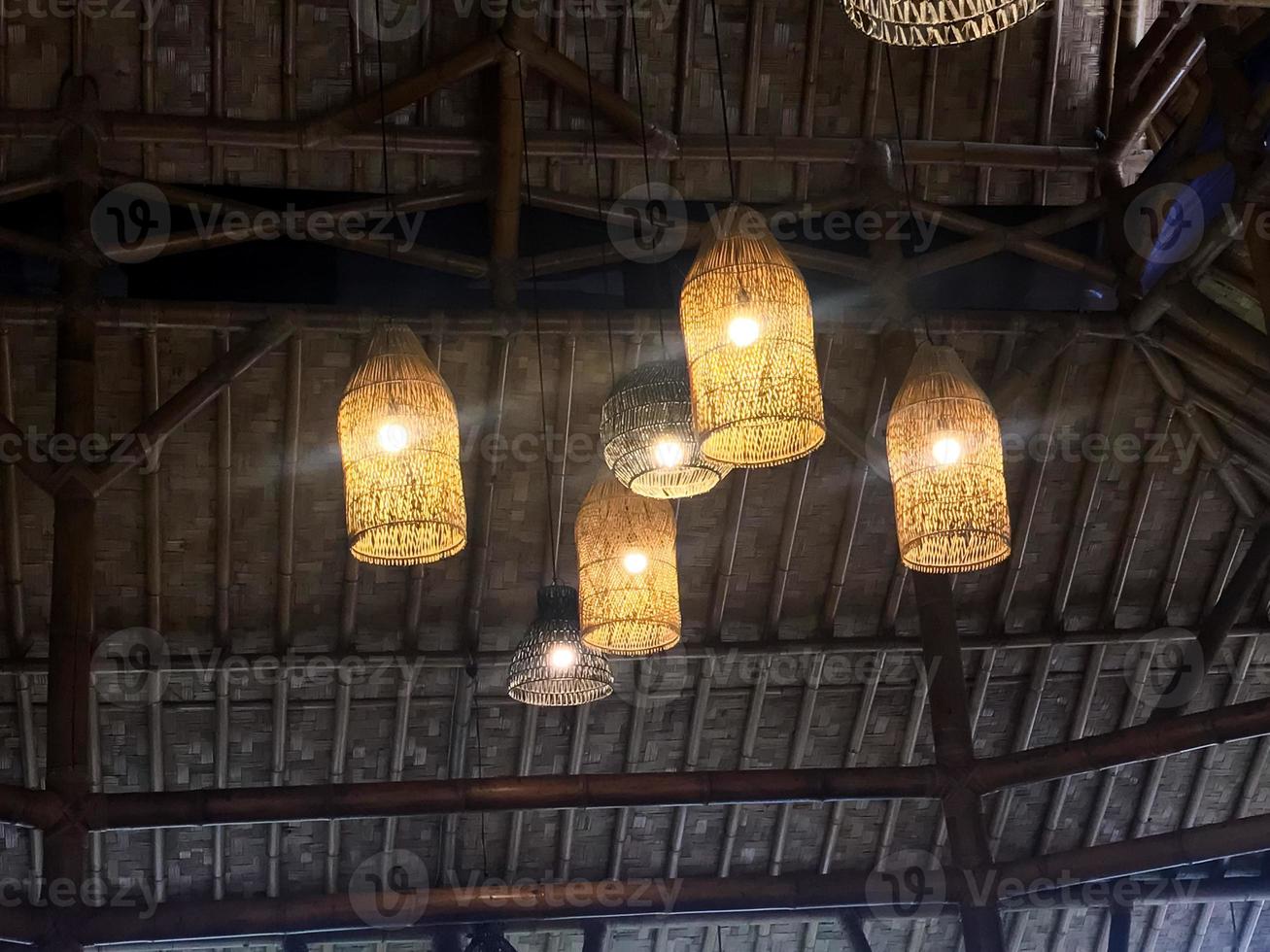 Decorating lantern lamps. Decorating hanging lantern lamps in wooden from bamboo.Lamps ,Lamps with bamboo, handmade in Indonesia. islamic background photo