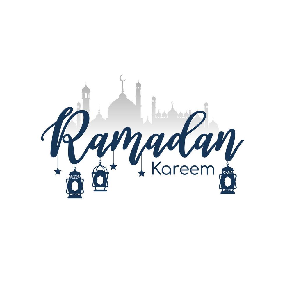 Traditional Ramadan Kareem Islamic festival text design background vector