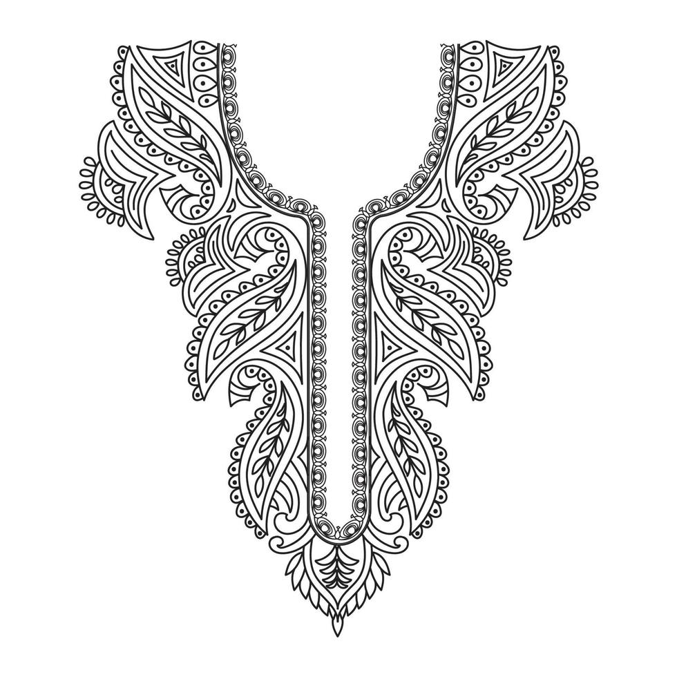 Textile Fabric neck design, pattern traditional, Floral necklace embroidery design for fashion women clothing Neckline design for textile print. vector