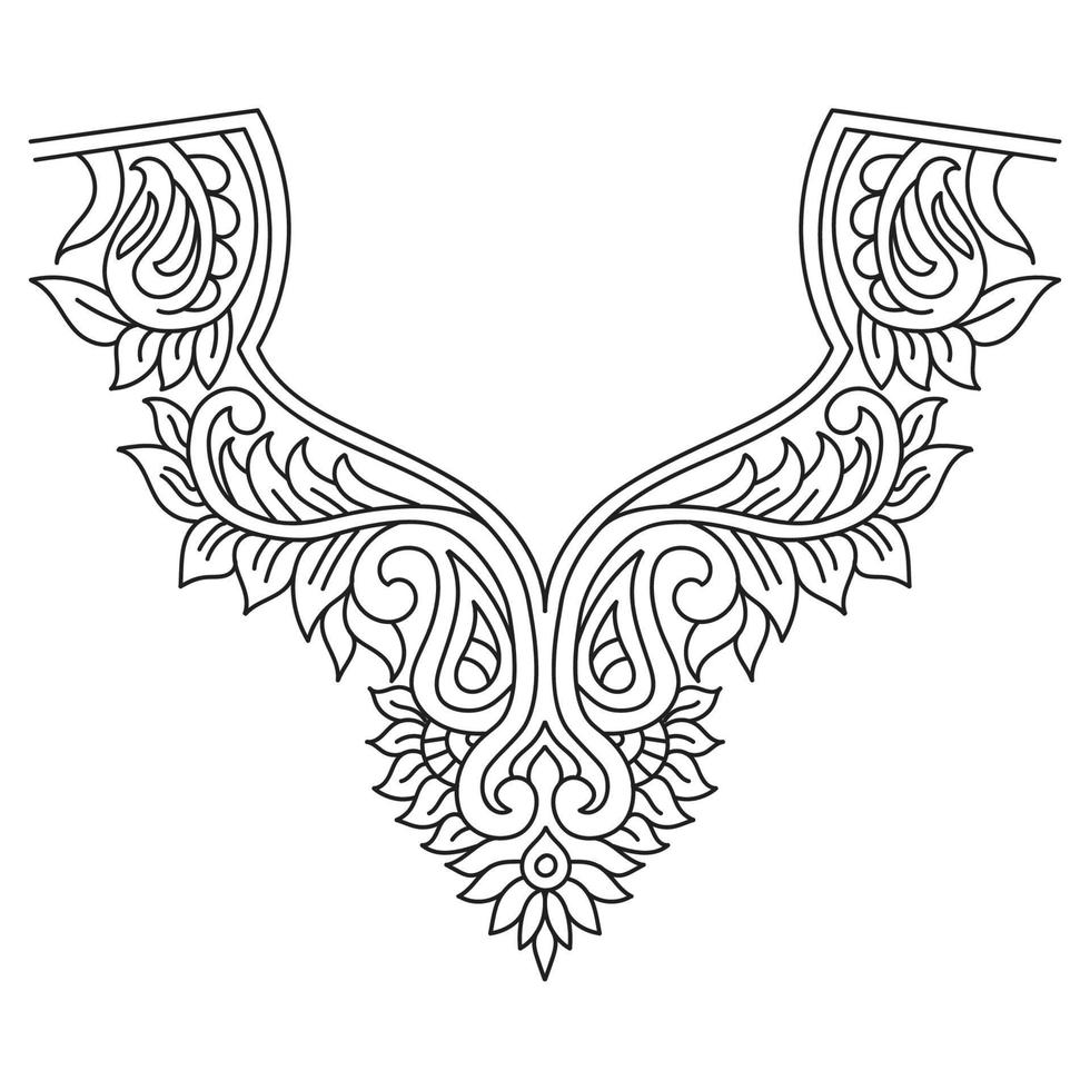Textile Fabric neck design, pattern traditional, Floral necklace embroidery design for fashion women clothing Neckline design for textile print. vector