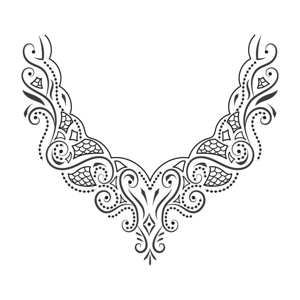 Textile Fabric neck design, pattern traditional, Floral necklace embroidery design for fashion women clothing Neckline design for textile print. vector