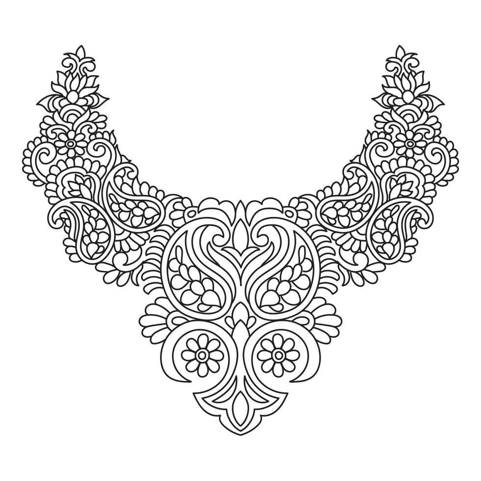 Textile Fabric neck design, pattern traditional, Floral necklace embroidery design for fashion women clothing Neckline design for textile print. vector