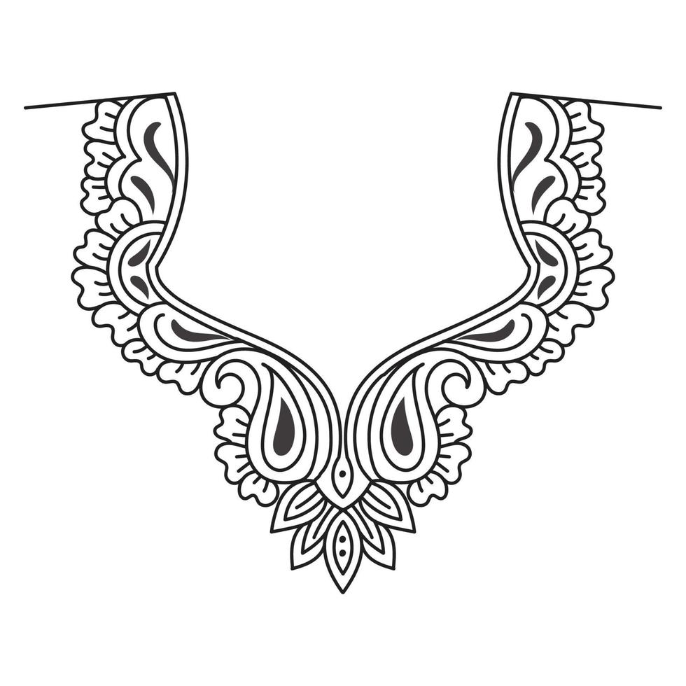 Textile Fabric neck design, pattern traditional, floral necklace embroidery design for fashion women clothing Neckline design for textile print. vector