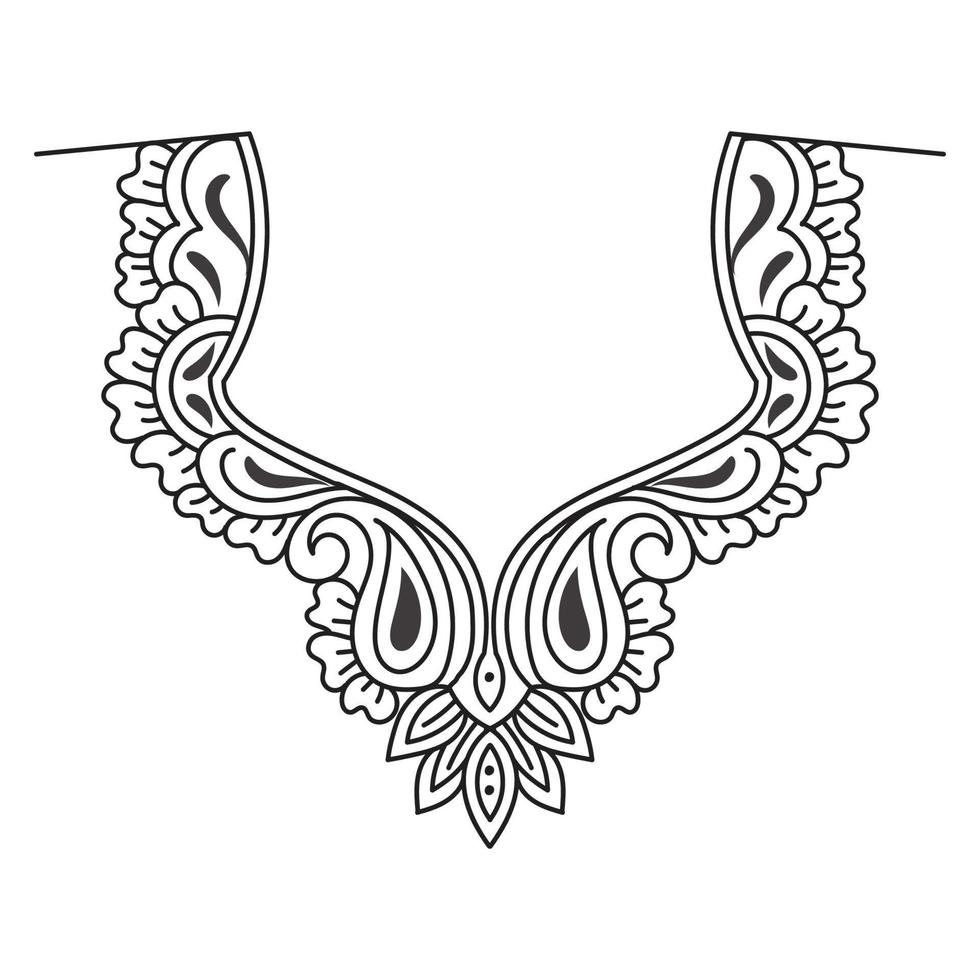 Textile Fabric neck design, pattern traditional, floral necklace embroidery design for fashion women clothing Neckline design for textile print. vector