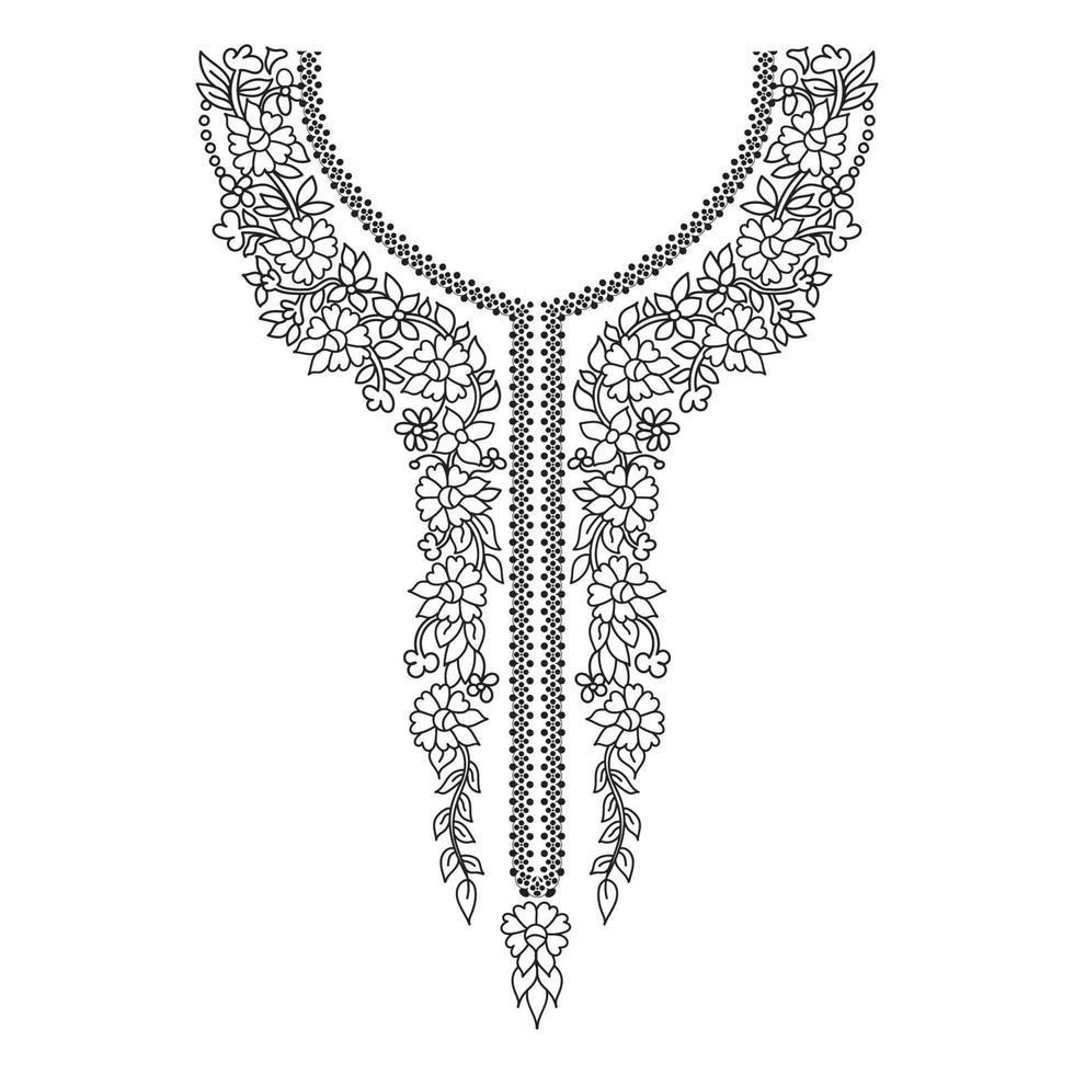 Textile Fabric neck design, pattern traditional, Floral necklace embroidery design for fashion women clothing Neckline design for textile print. vector