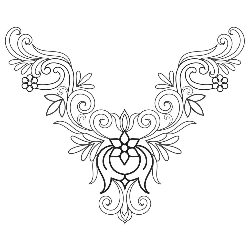 Textile Fabric neck design, pattern traditional, floral necklace embroidery design for fashion women clothing Neckline design for textile print. vector