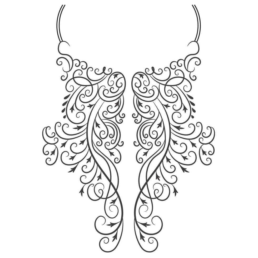 textil tela cuello diseño, modelo tradicional, floral collar bordado diseño para Moda mujer ropa escote diseño para textil impresión. vector