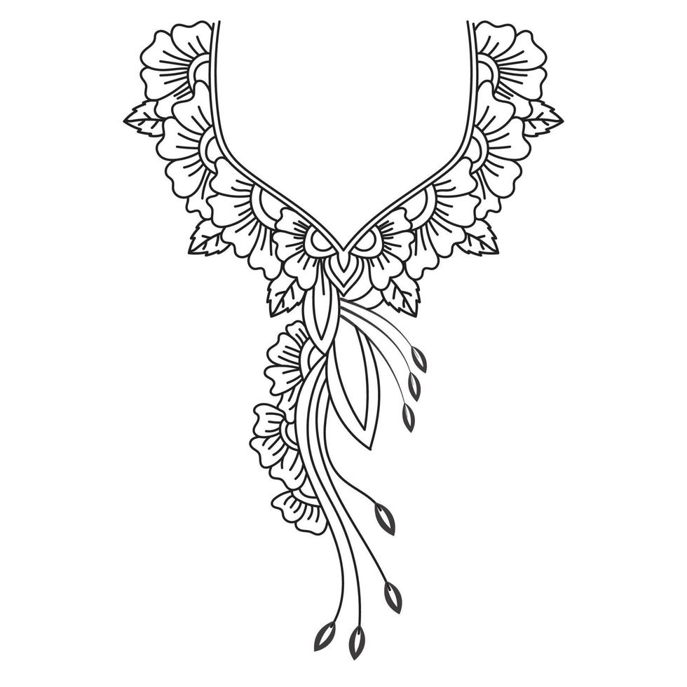 Textile Fabric neck design, pattern traditional, floral necklace embroidery design for fashion women clothing Neckline design for textile print. vector