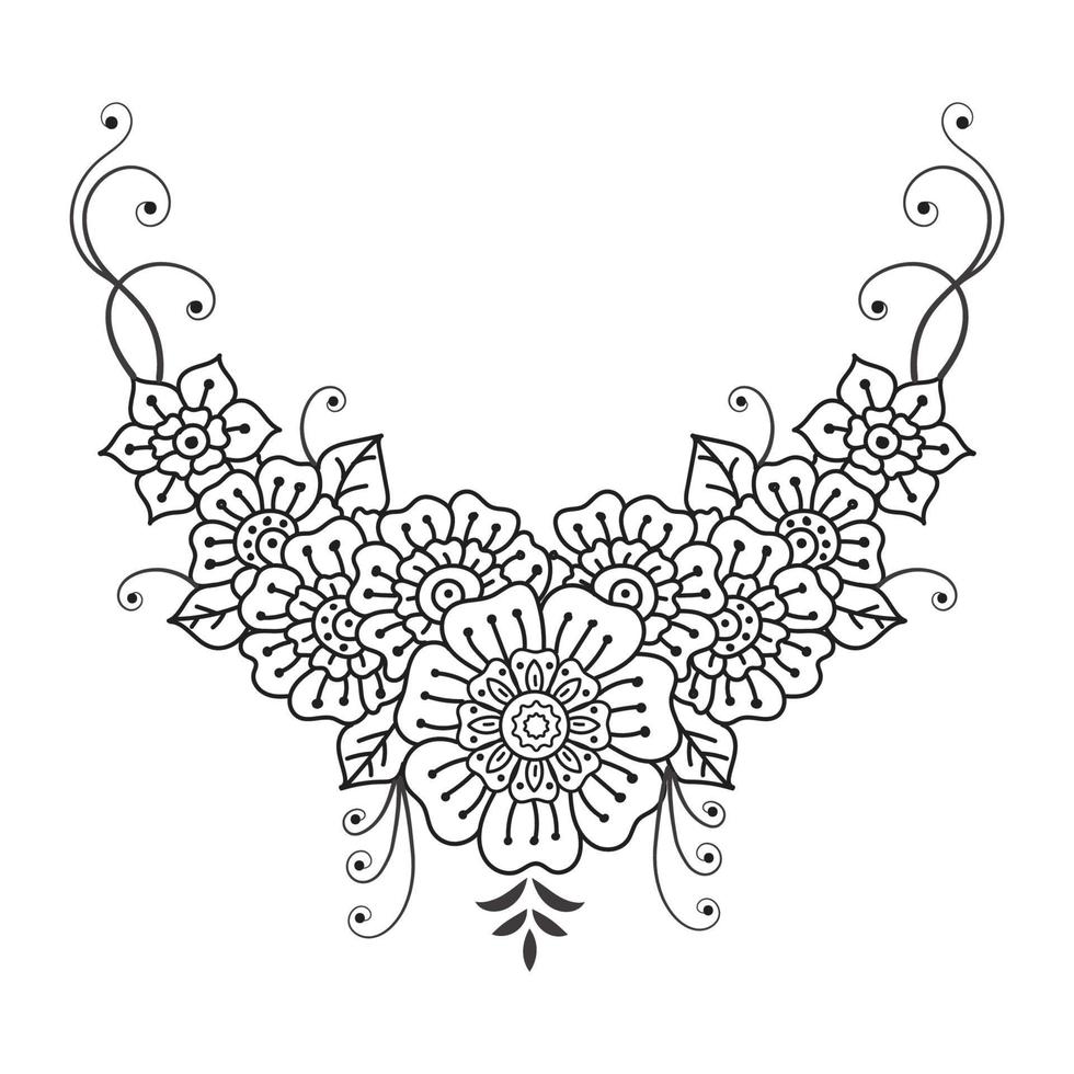 Textile Fabric neck design, pattern traditional, floral necklace embroidery design for fashion women clothing Neckline design for textile print. vector