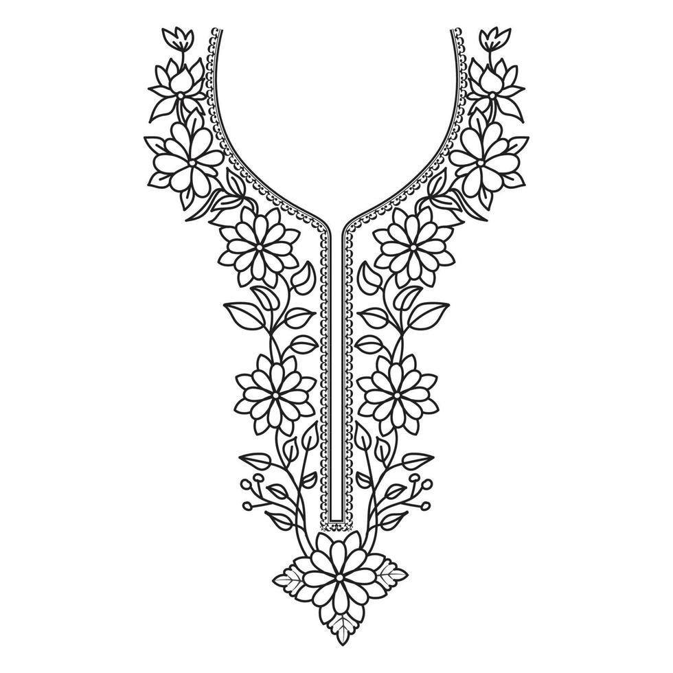 Textile Fabric neck design, pattern traditional, floral necklace embroidery design for fashion women clothing Neckline design for textile print. vector