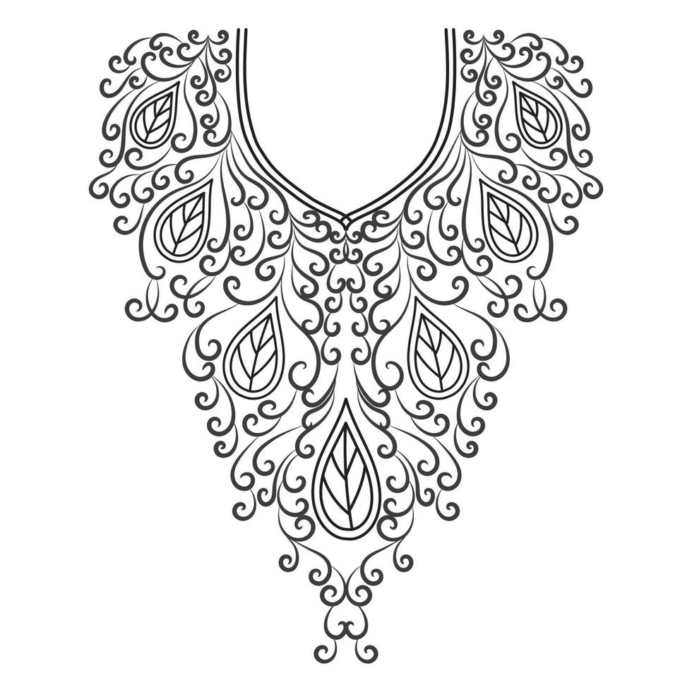 Textile Fabric neck design, pattern traditional, floral necklace embroidery design for fashion women clothing Neckline design for textile print. vector