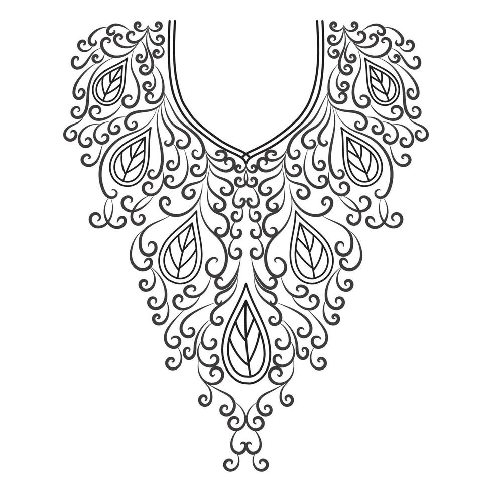 Textile Fabric neck design, pattern traditional, floral necklace embroidery design for fashion women clothing Neckline design for textile print. vector