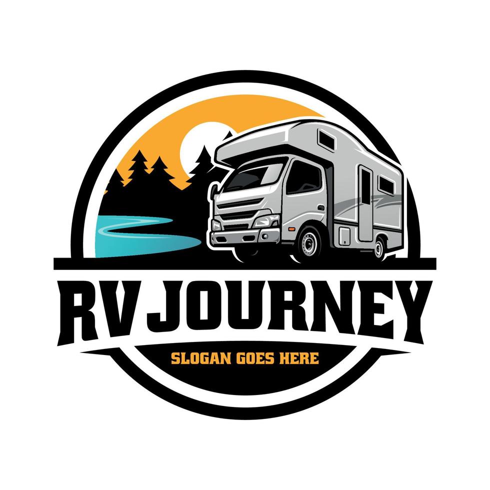 vector de logotipo de ilustración de coche de camping rv