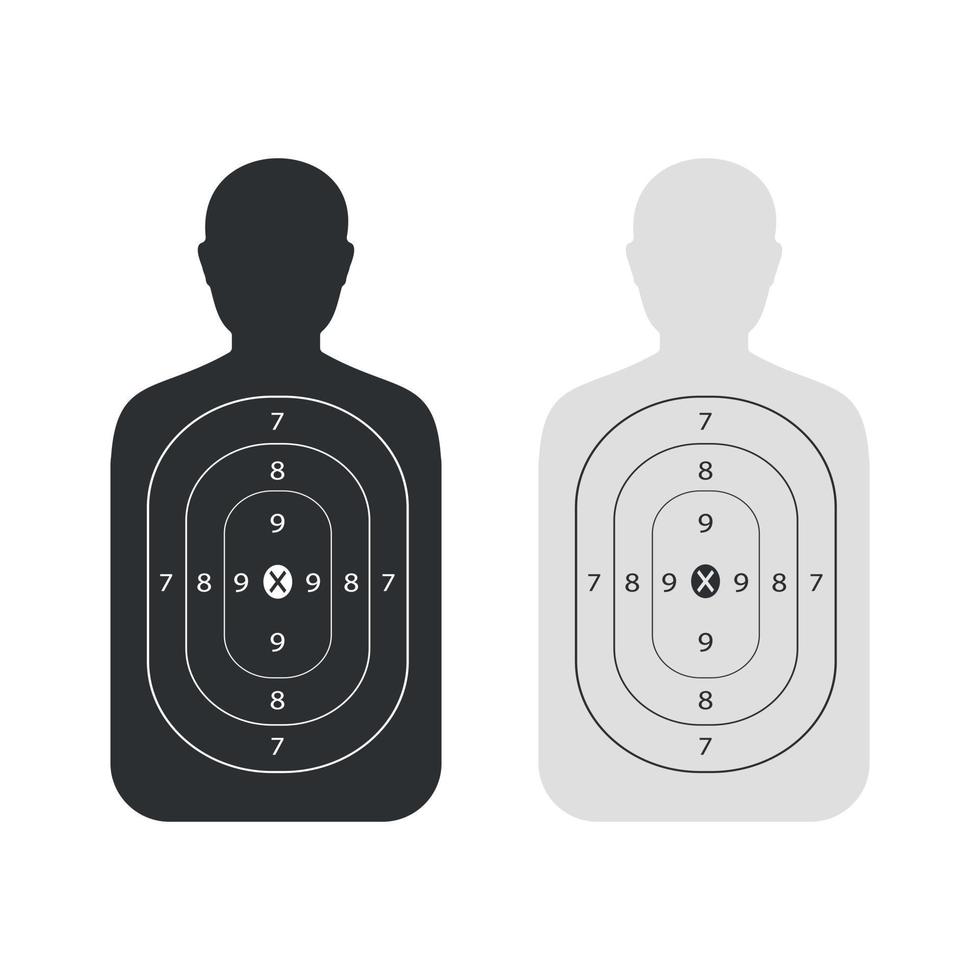 Black and white shooting target in shape of human isolated. vector
