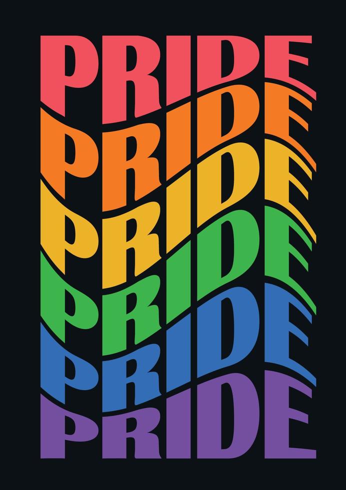Pride retro vintage rainbow text effect. Pride lgbt typography design. Pride day concept. vector