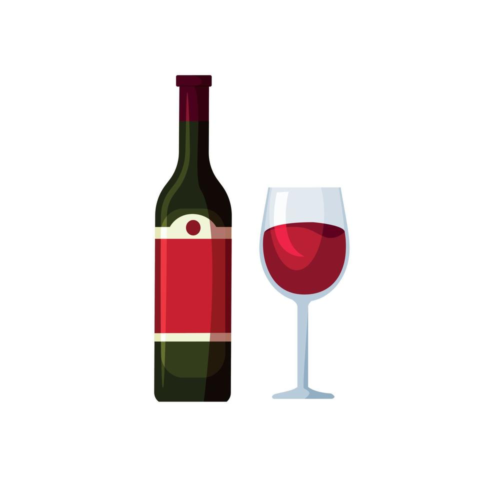 móvilvino botella y vaso aislado en blanco antecedentes. alcohólico bebidas vaso y botella concepto. rojo vino. vector