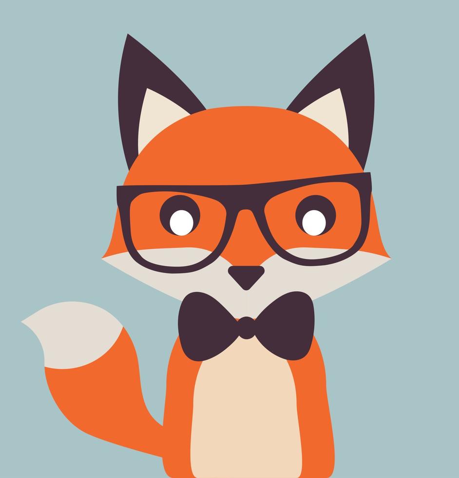 A fox with glasses. Vintage Gentleman Fox Wits and a bow tie. vector