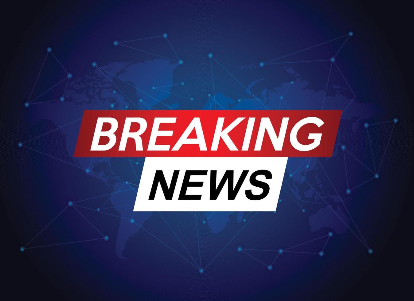 A blue background with a red and white breaking news logo. Breaking news TV concept. vector