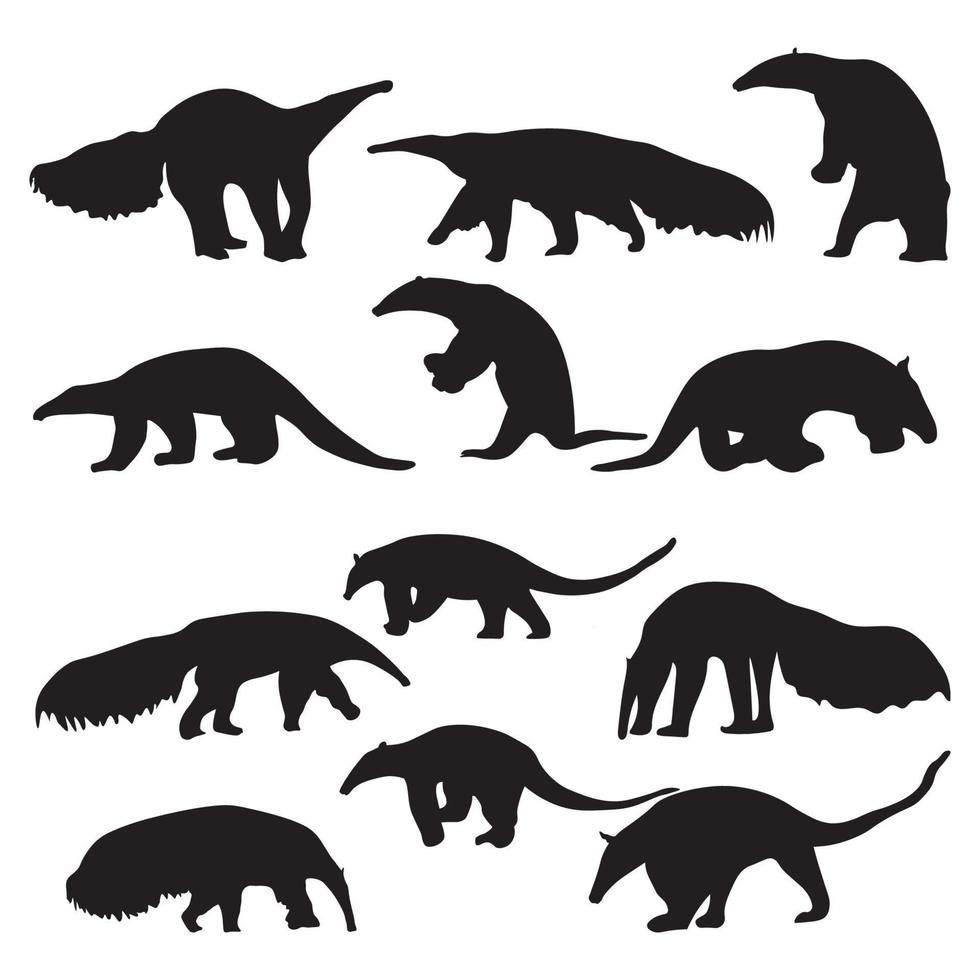 Set anteater silhouette vector illustration.