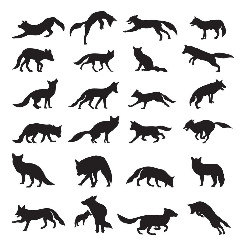 Fox silhouette vector illustration set