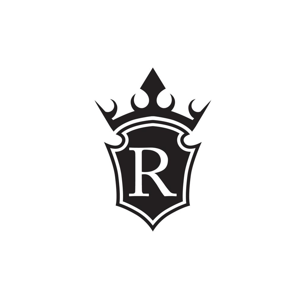 letra r corona proteger negro logo. vector