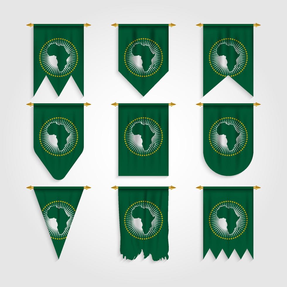 African Union flag in different shapes vector