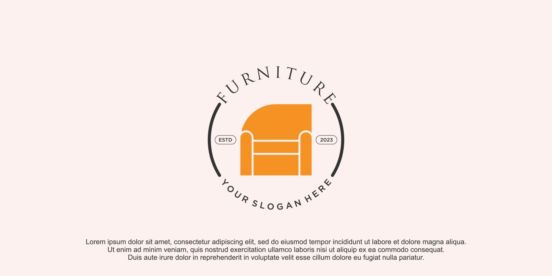 Furnitur logo with creative and unique style design premium vector