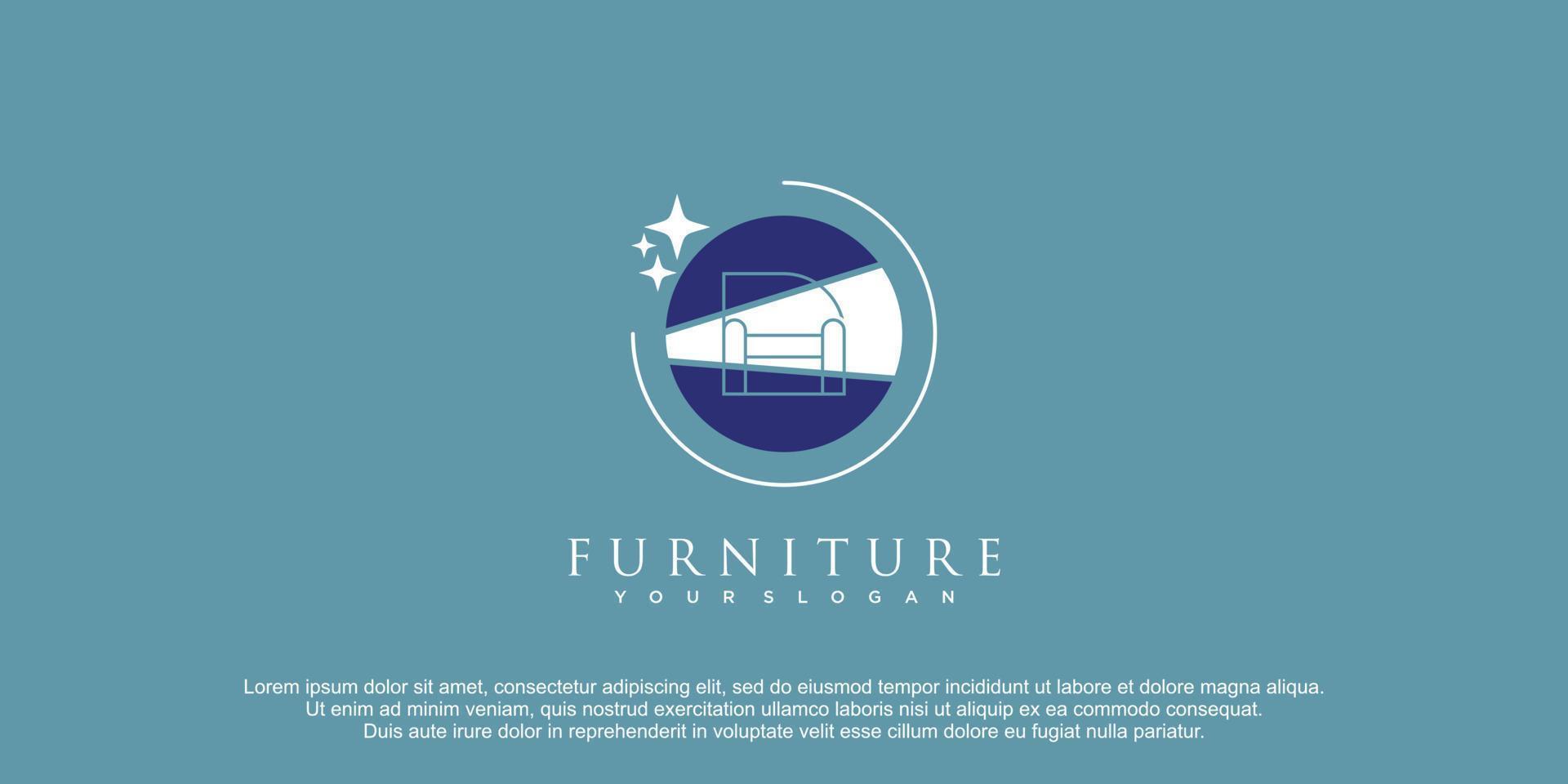 Furnitur logo with creative and unique style design premium vector
