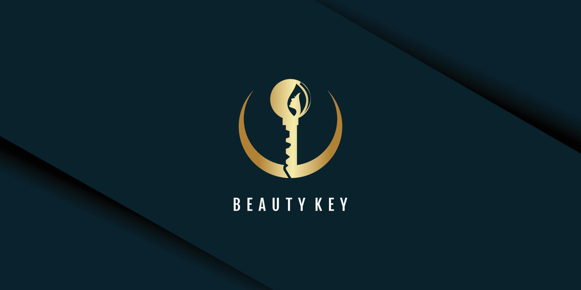 Beauty logo with key concept and creative element design premium vector