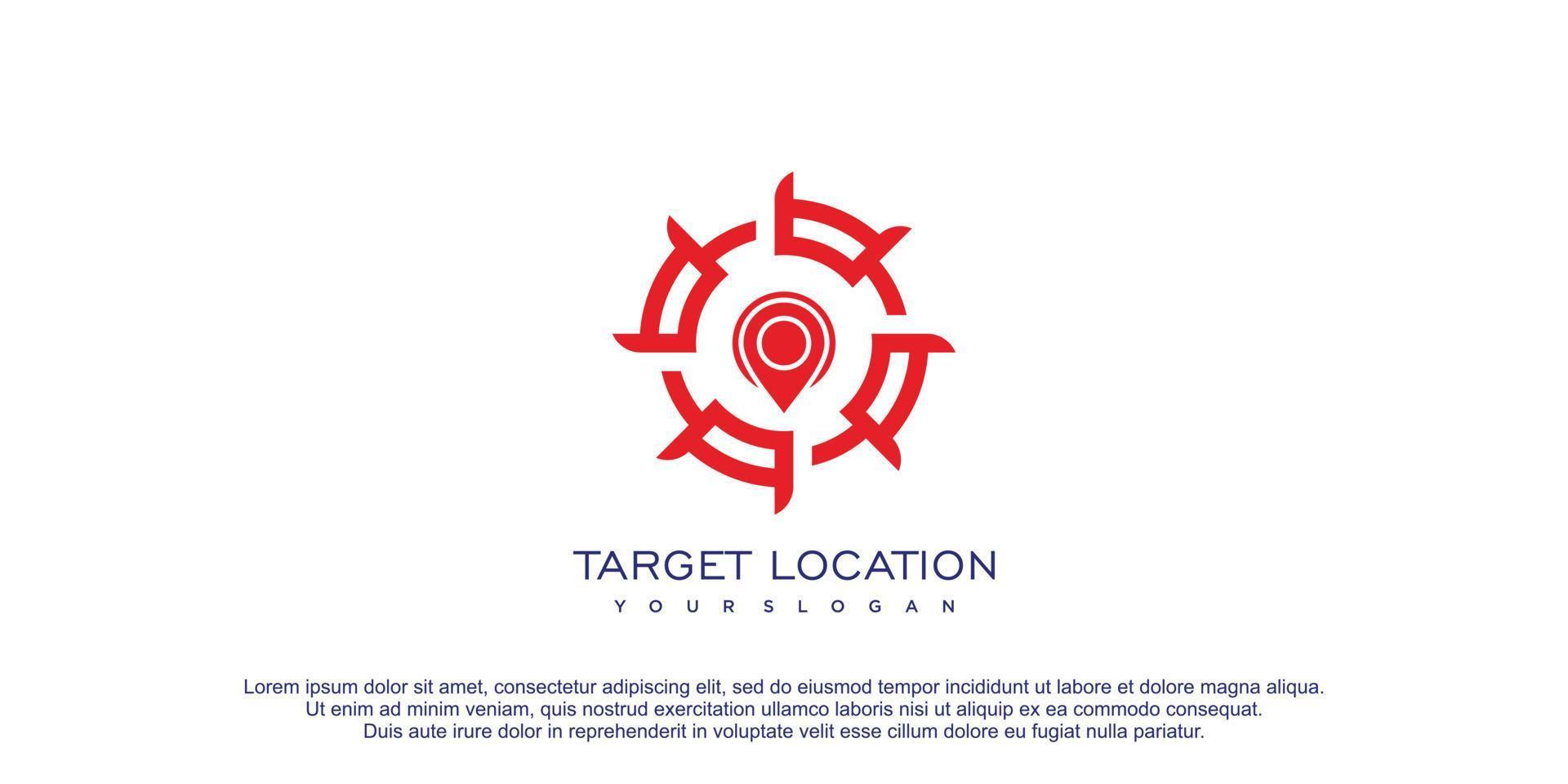 Target logo with pin location concept design icon vector illustration