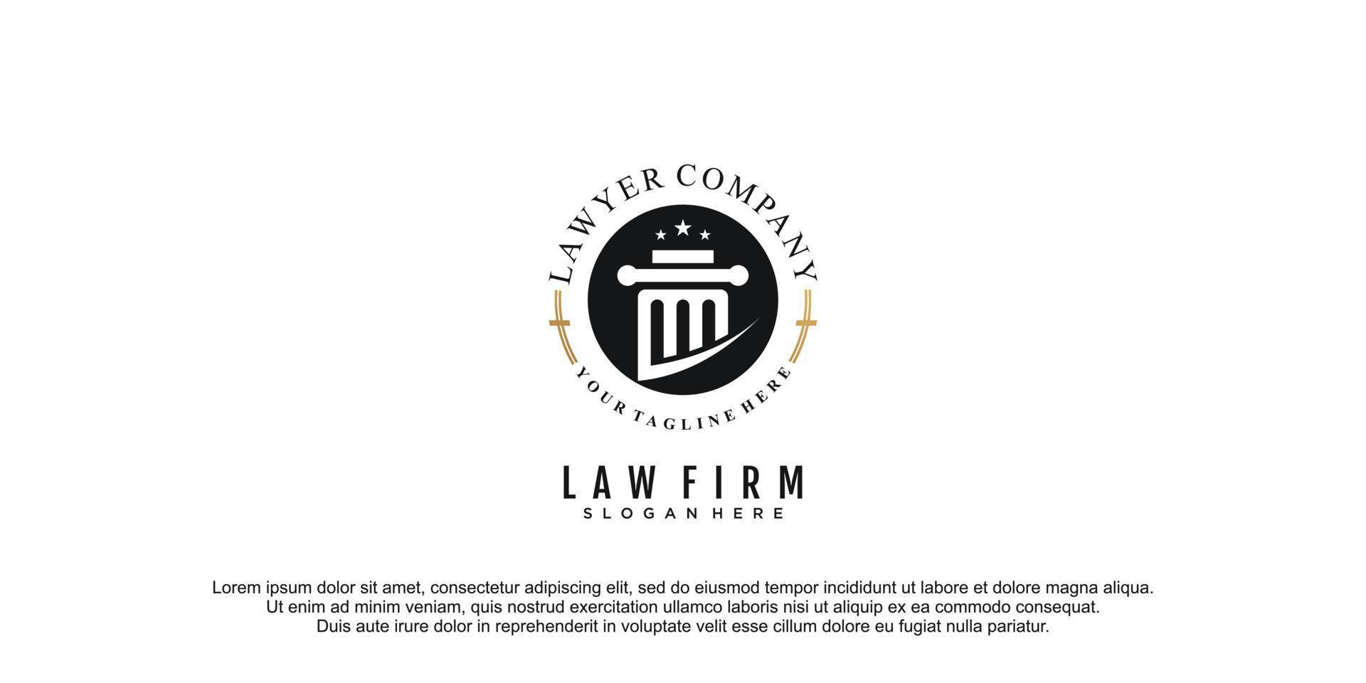 Law logo with modern creative style premium vector