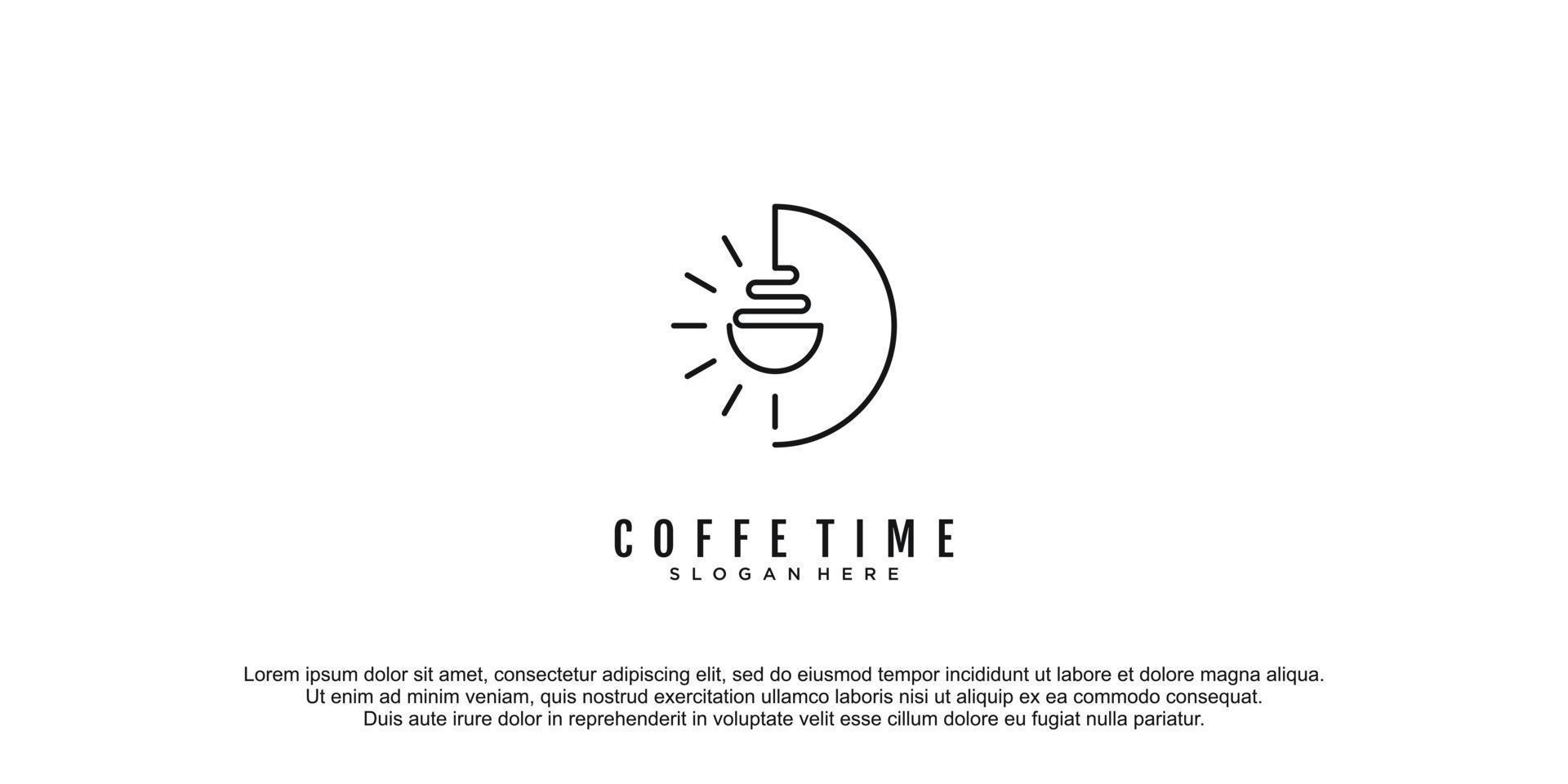 Coffe logo with time concept design creative and unique style premium vector