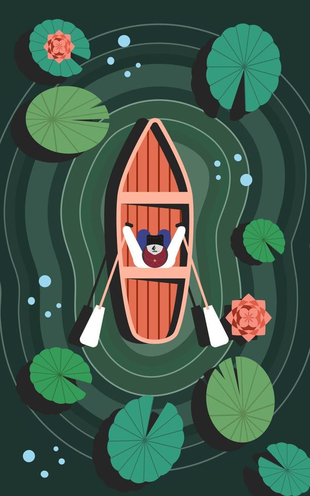 Boat cano flat illustration vector